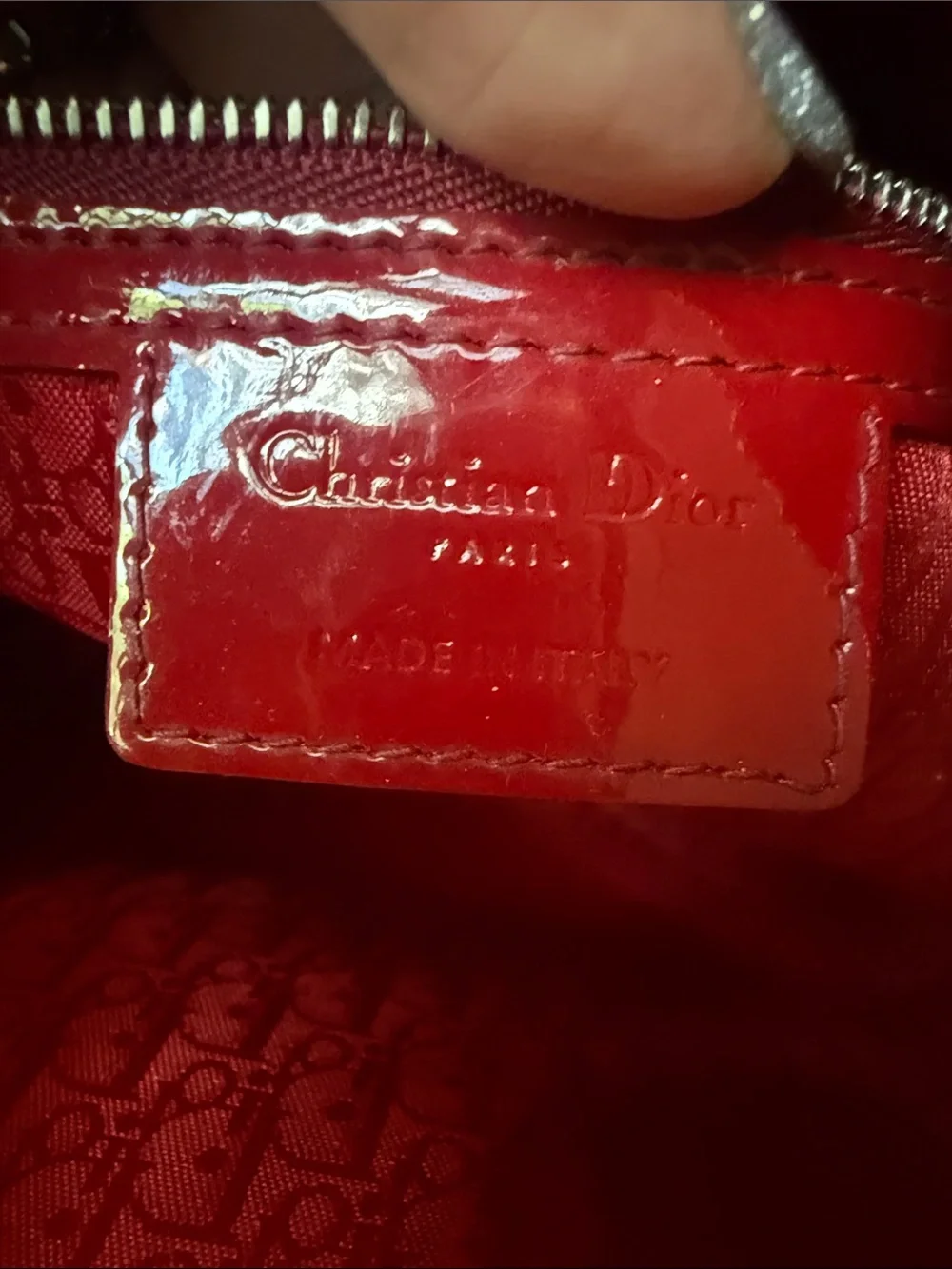 Dior Patent Quilted Tote - Red
